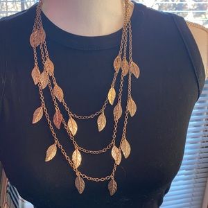 Boho Multi-Strand Layered Leaf Necklace
